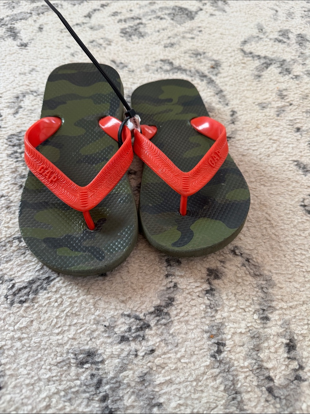 Kids Camo Flip-Flops with Red Straps